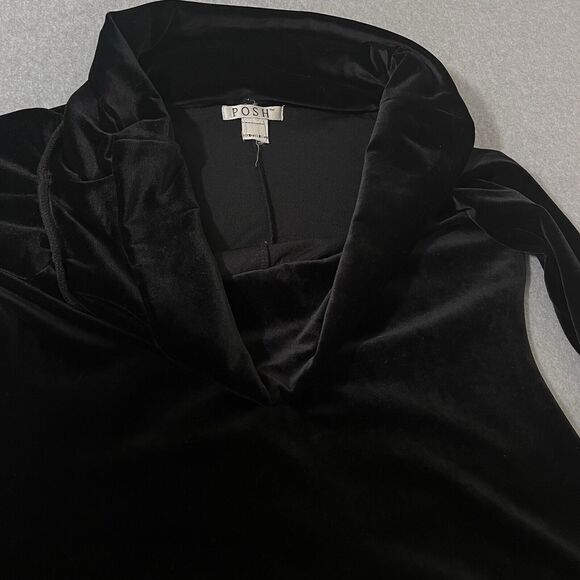 Posh Black Velvet Maxi Gown Dress Boat Neck /Cowl Neck Goth Classy Event Sexy - Picture 4 of 14